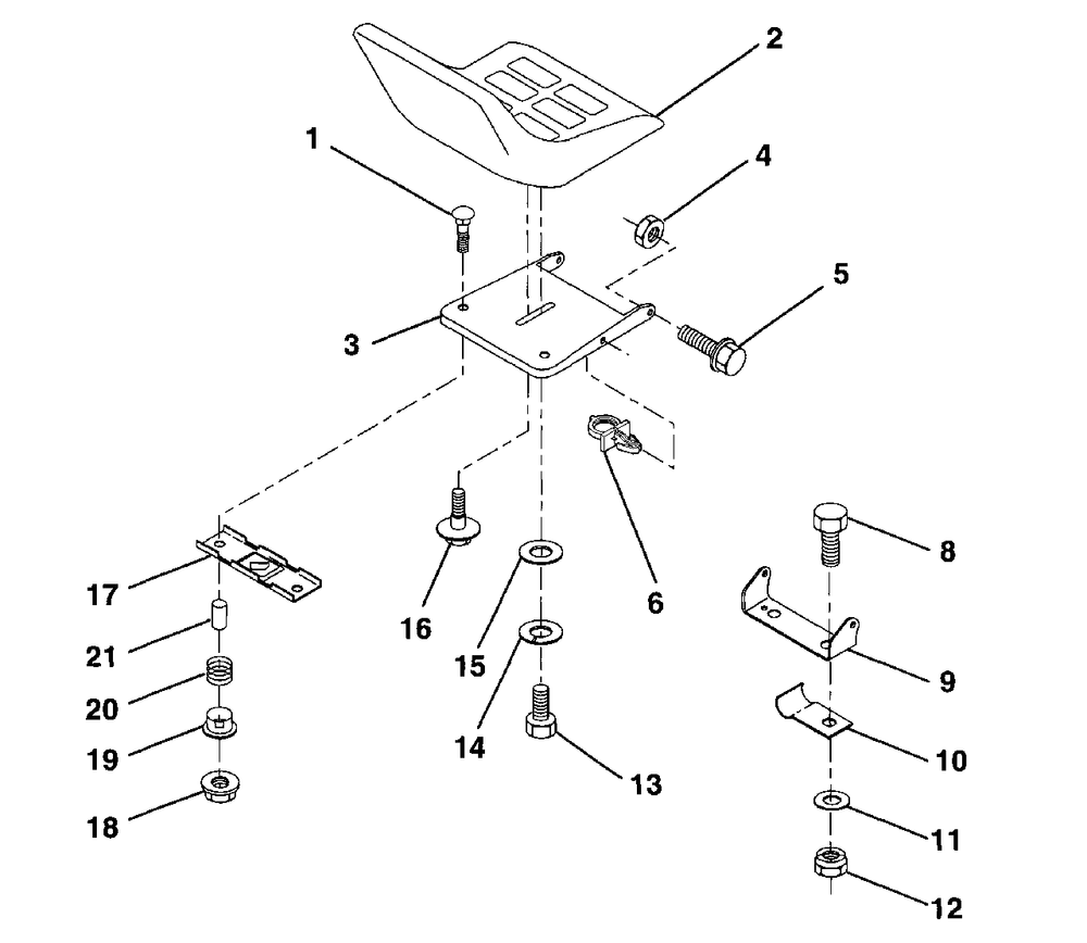 Seat Diagram and Parts List for LR121 (954140001-A)(1997-12) Husqvarna Lawn Tractor