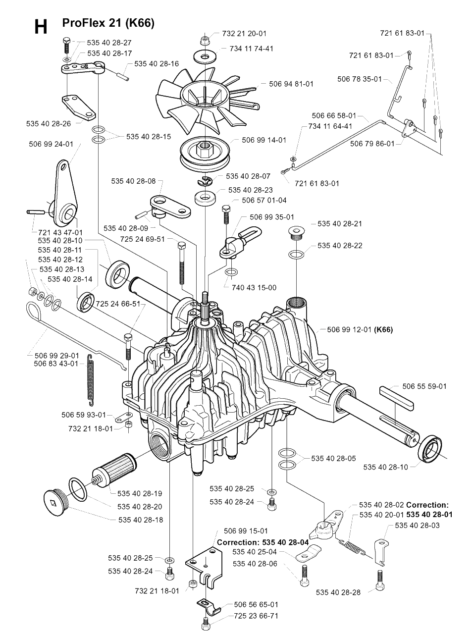 Transmission 2 Diagram and Parts List for PF18 2001-01 Husqvarna Lawn Tractor