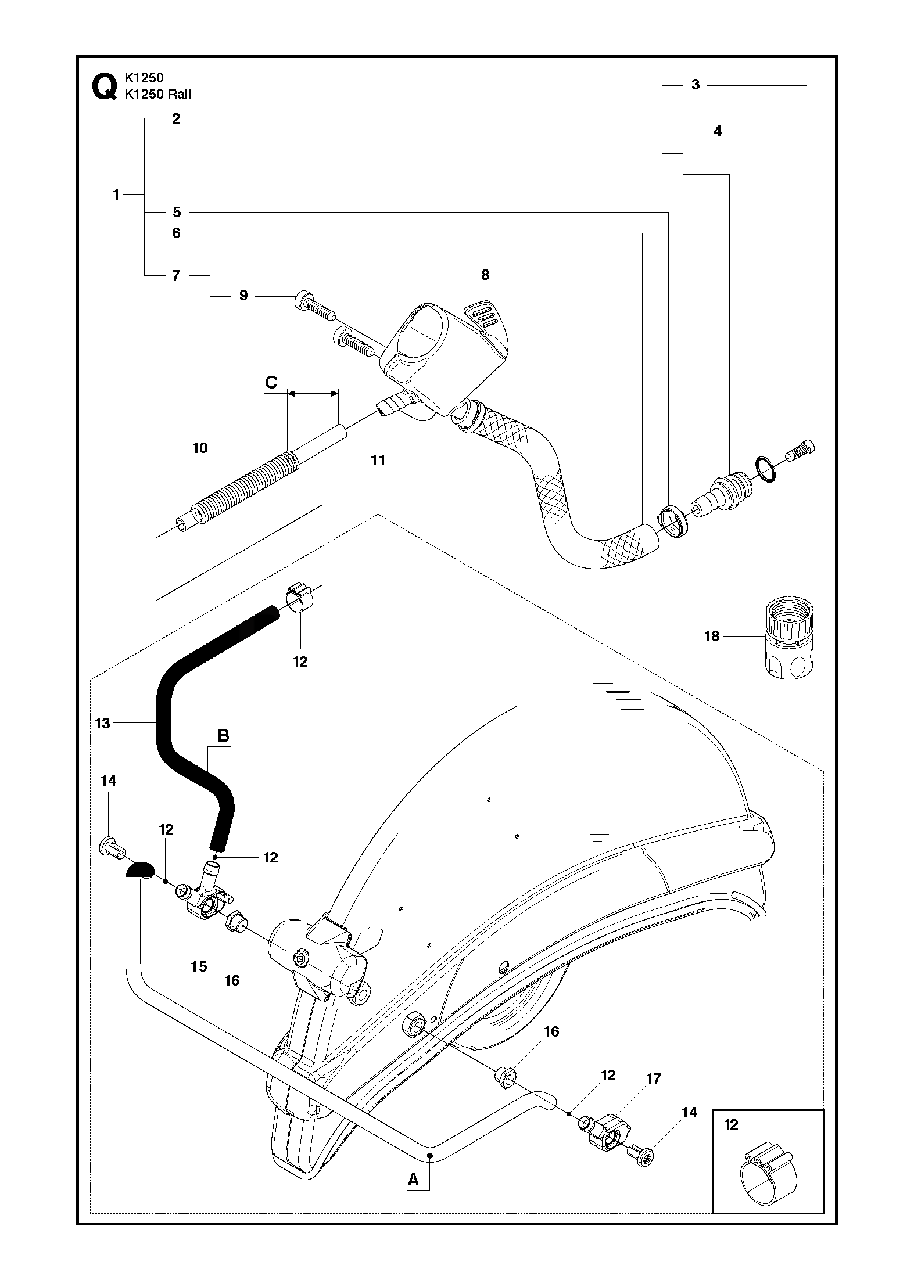 Water Hose Kit Diagram and Parts List for K1250ACTIVE 2010-02 Husqvarna Circular Saw