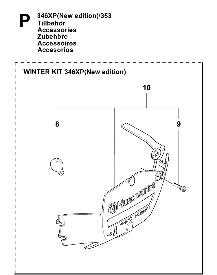 Winter Kit Diagram and Parts List for 346XP 20090400001-Current Husqvarna Chainsaw