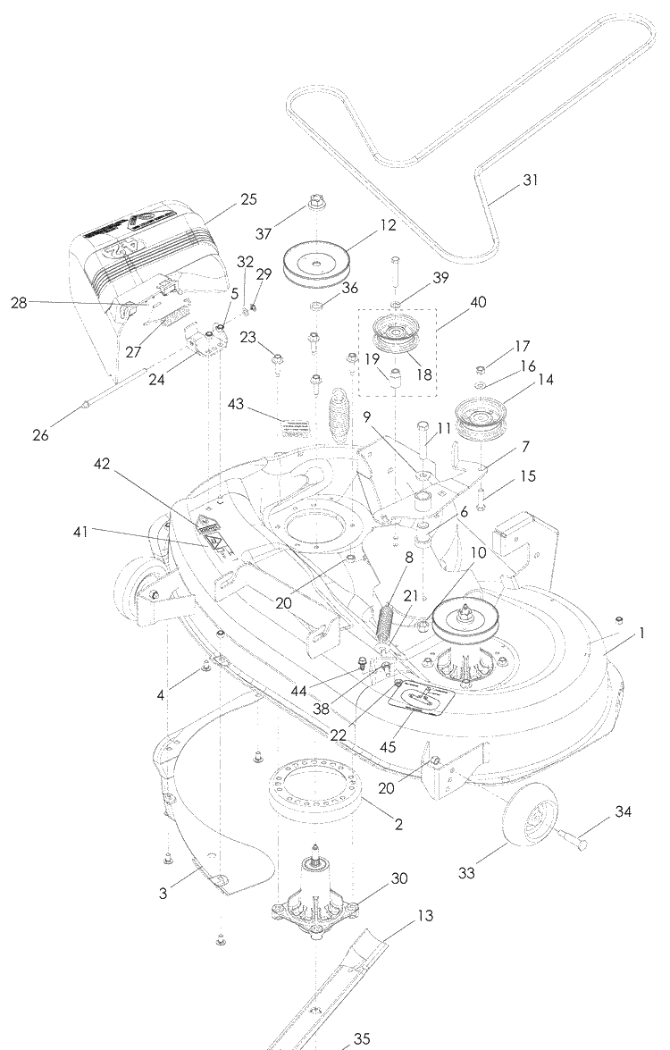 42 Inch Deck Diagram and Parts List for RZ5424 (965881301)(2009-01) Husqvarna Lawn Mower