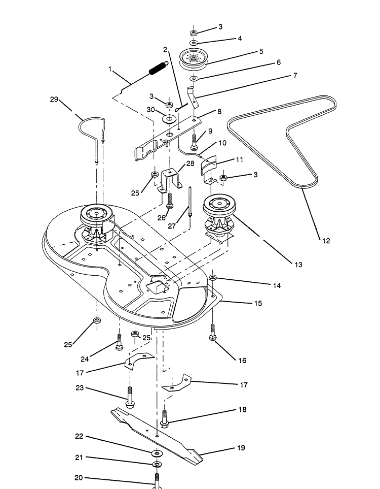 Mower Deck (Mower Housing) Diagram and Parts List for LT92012 (H1292A)(954000251)(1993-01) Husqvarna Lawn Mower