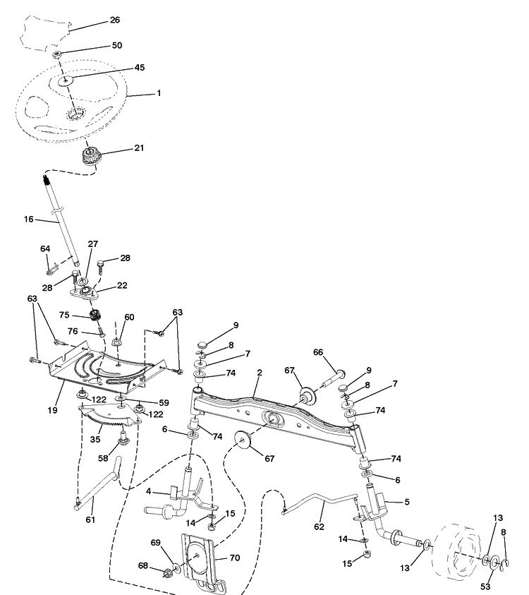 Steering Diagram and Parts List for TC139T (96051014501)(2017-08) Husqvarna Lawn Tractor