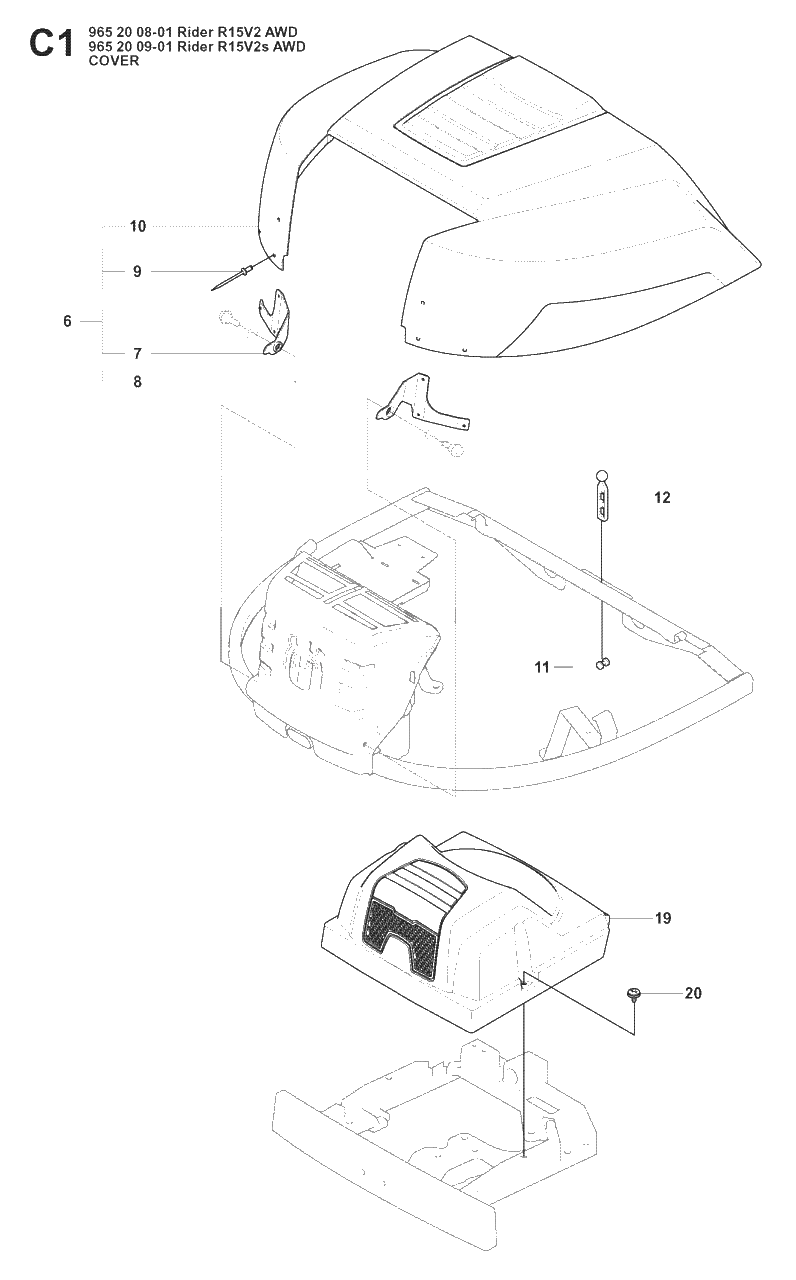 Cover 2 Diagram and Parts List for R15-V2AWD (965200901)(2008-01) Husqvarna Lawn Tractor