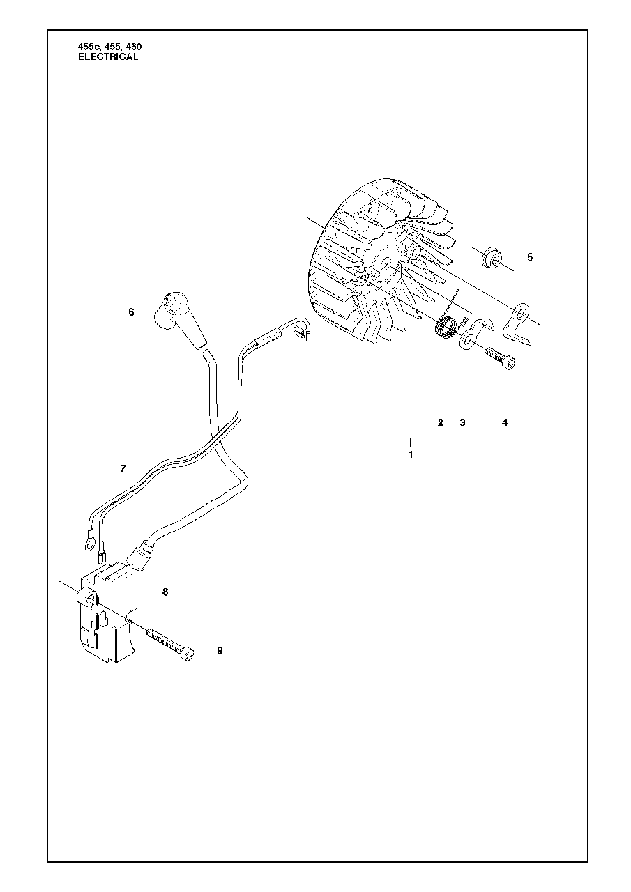 Electrical Diagram and Parts List for 455ERANCHER 2009-10 Husqvarna Chainsaw