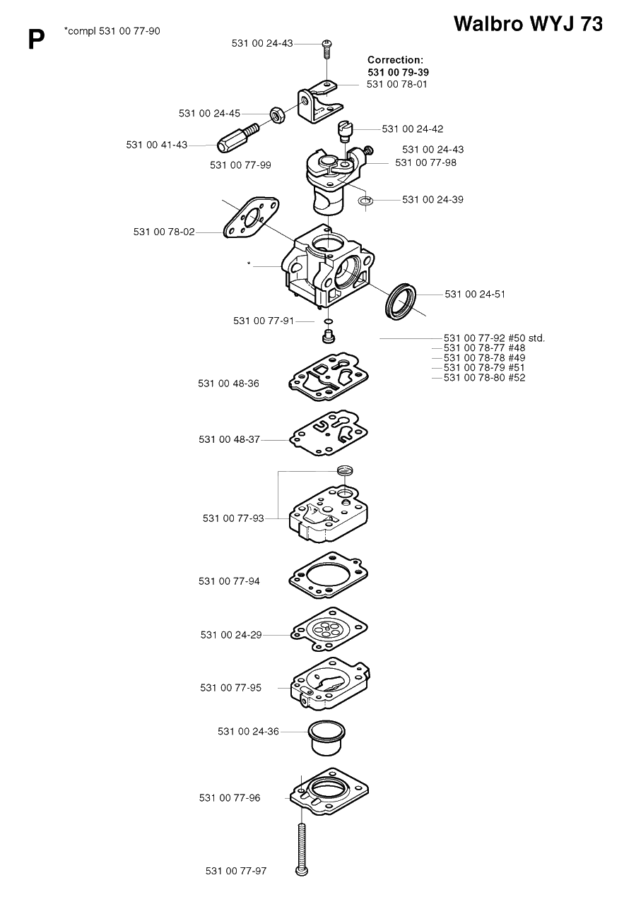 Carburetor Details Diagram and Parts List for 142R 20001900001 & Above Husqvarna Trimmer