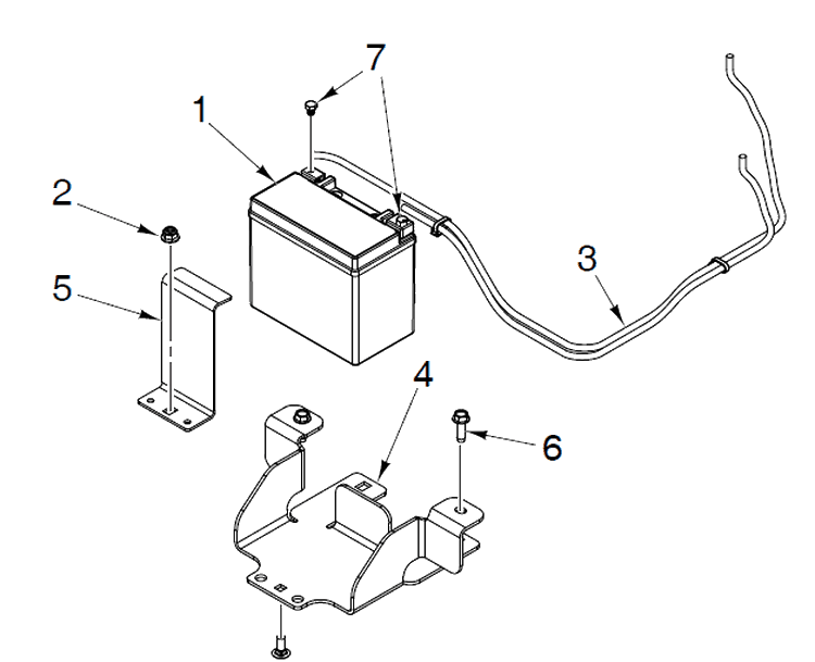 Battery Diagram and Parts List for Z454 (96798470101)(2020-04) Husqvarna Lawn Mower