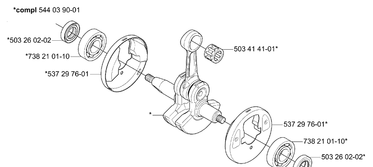 Crankshaft Diagram and Parts List for 335RJX 2006-05 Husqvarna Trimmer