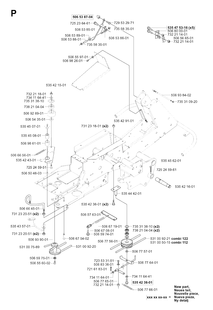 Frame 2 Diagram and Parts List for PF18 (953522401)(2004-06) Husqvarna Lawn Tractor