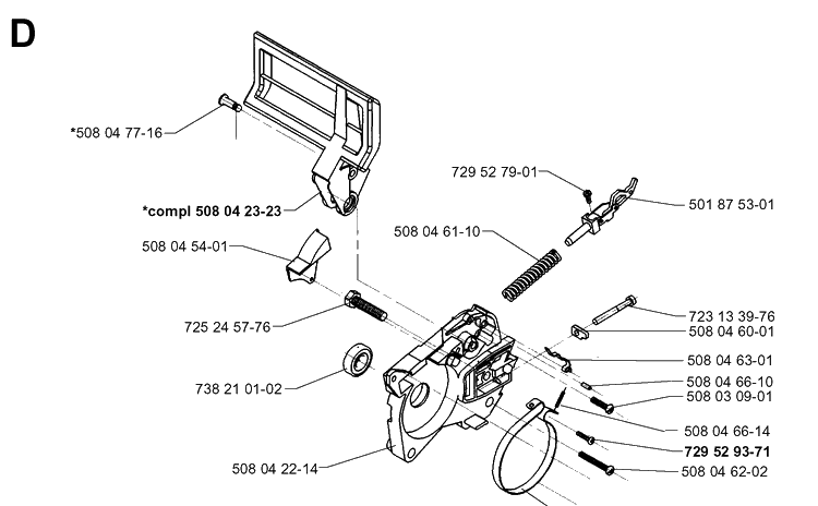 Chain Brake Diagram and Parts List for 1600 19984000001-Current Husqvarna Chainsaw