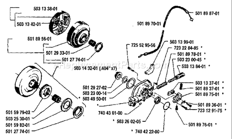 Page J Diagram and Parts List for 3120 1989-02 Husqvarna Chainsaw
