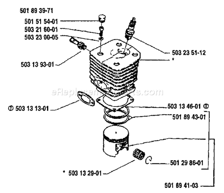 Page K Diagram and Parts List for 3120 1989-02 Husqvarna Chainsaw