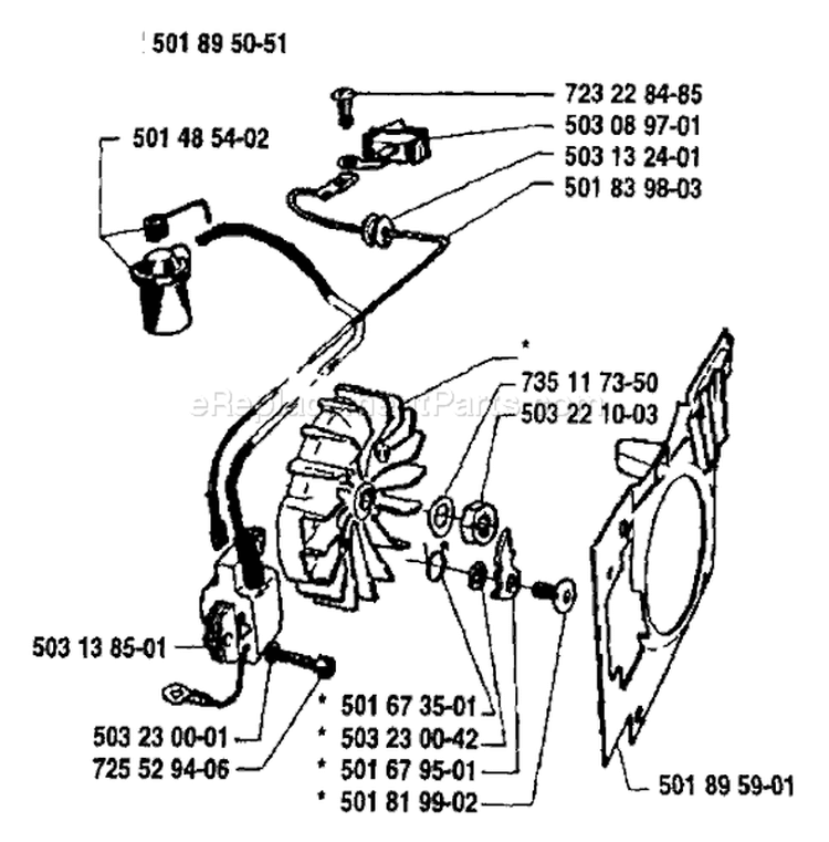 Page H Diagram and Parts List for 3120 1989-02 Husqvarna Chainsaw