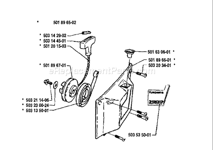 Page M Diagram and Parts List for 3120 1990-01 Husqvarna Chainsaw
