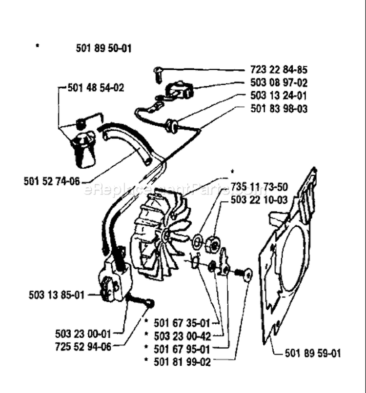 Page H Diagram and Parts List for 3120 1990-01 Husqvarna Chainsaw