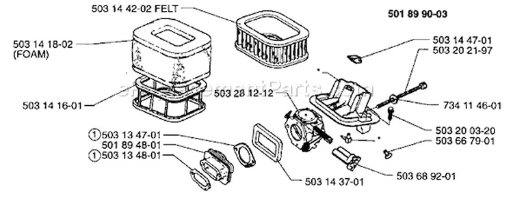 Page A Diagram and Parts List for 3120 1996-01 Husqvarna Chainsaw