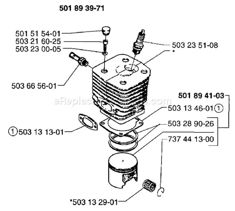 Page K Diagram and Parts List for 3120 1996-01 Husqvarna Chainsaw