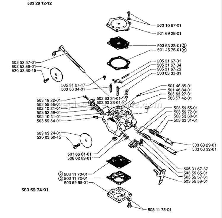 Page B Diagram and Parts List for 3120 1996-01 Husqvarna Chainsaw