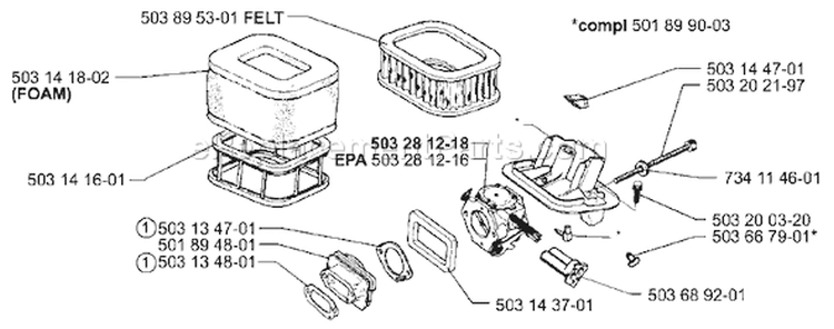Page A Diagram and Parts List for 3120EPA 3120 EPA 2000-02 Husqvarna Chainsaw