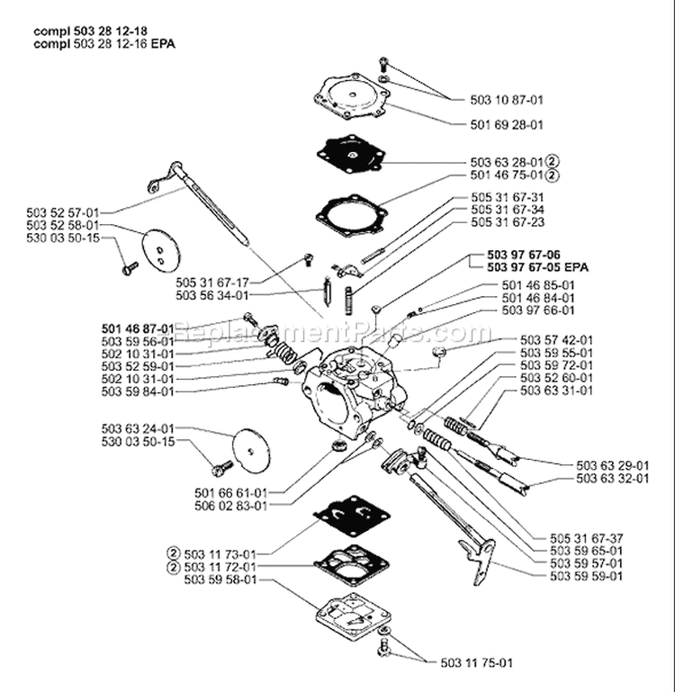 Page B Diagram and Parts List for 3120EPA 3120 EPA 2000-02 Husqvarna Chainsaw