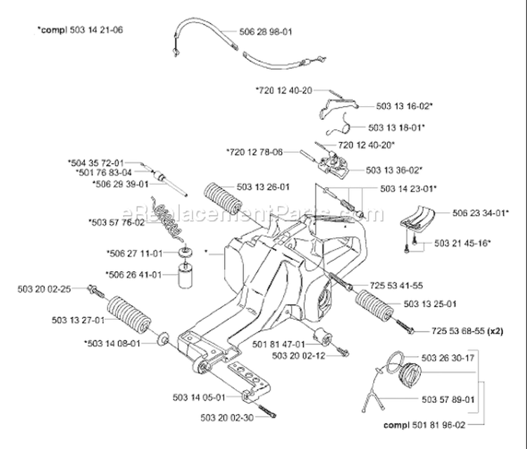 Page J Diagram and Parts List for 3120K 3120 K 2001-06 Husqvarna Concrete Saw