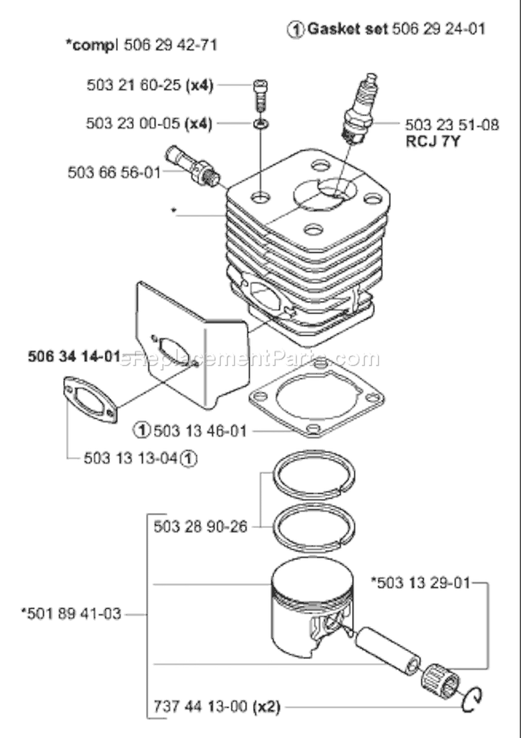 Page M Diagram and Parts List for 3120K 3120 K 2001-06 Husqvarna Concrete Saw