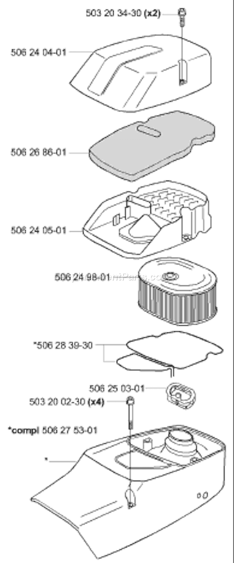 Page B Diagram and Parts List for 3120K 3120 K 2001-06 Husqvarna Concrete Saw