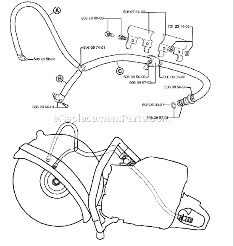 Page O Diagram and Parts List for 3120K 3120 K 2000-02 Husqvarna Concrete Saw