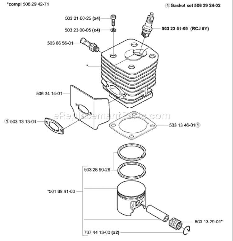 Page M Diagram and Parts List for 3120 K EPA 2003-10 Husqvarna Concrete Saw