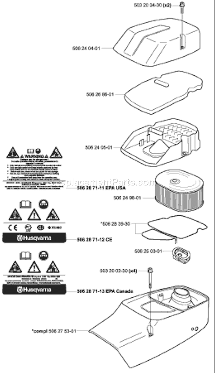 Page B Diagram and Parts List for 3120 K EPA 2003-10 Husqvarna Concrete Saw