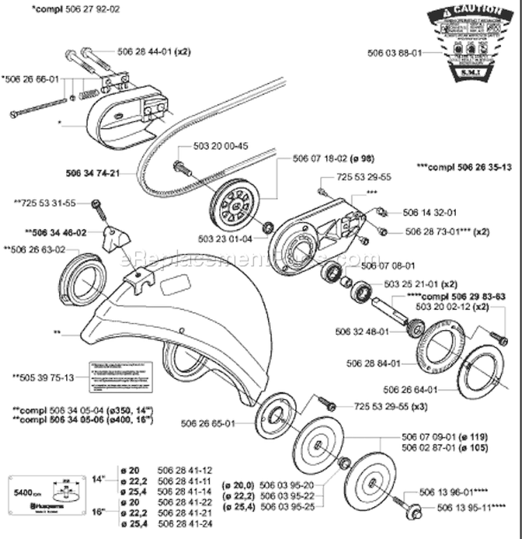 Page H Diagram and Parts List for 3120 K EPA 2003-10 Husqvarna Concrete Saw