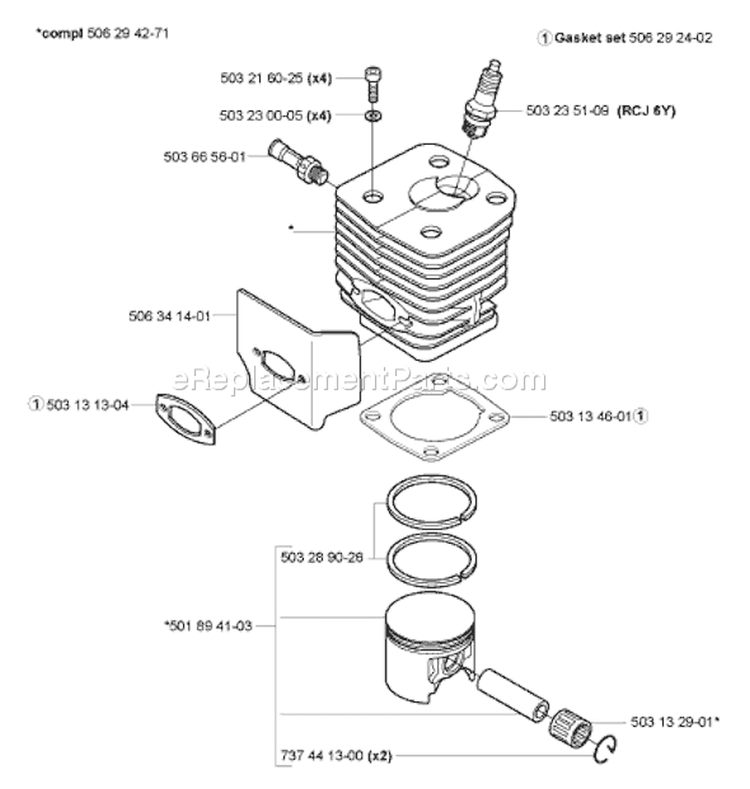 Page M Diagram and Parts List for 3120 K EPA 2005-05 Husqvarna Concrete Saw