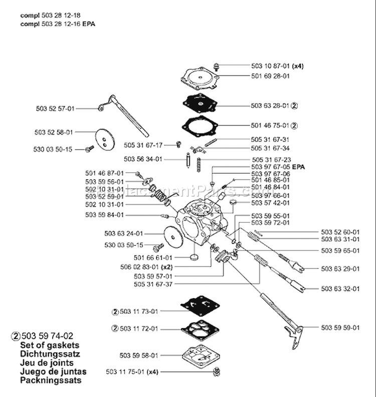 Page B Diagram and Parts List for 3120XP 3120 XP 2003-11 Husqvarna Chainsaw