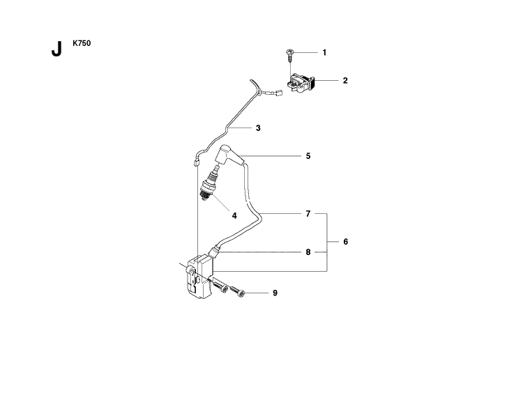 Ignition System 2 Diagram and Parts List for K750 (544936207)(2010-02) Husqvarna Lawn Tractor Accessories