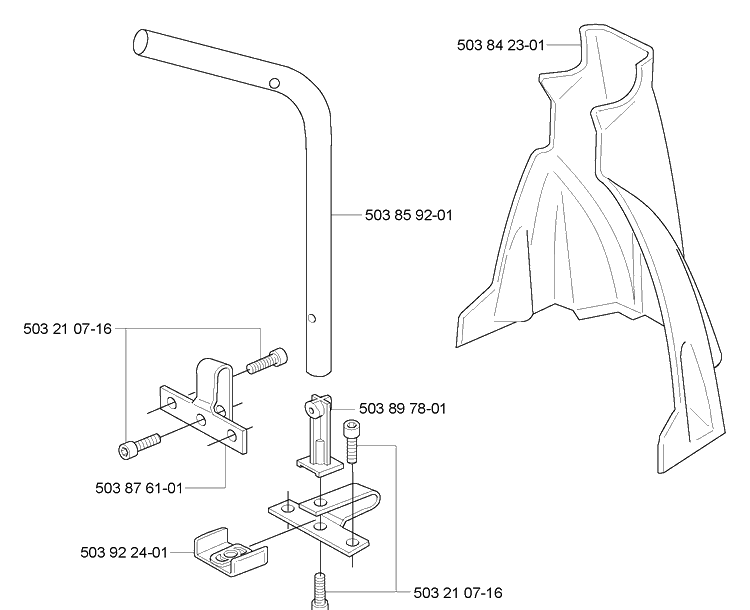 Handle/Anti-Vibration Diagram and Parts List for 225B 2006-09 Husqvarna Leaf Blower / Vacuum