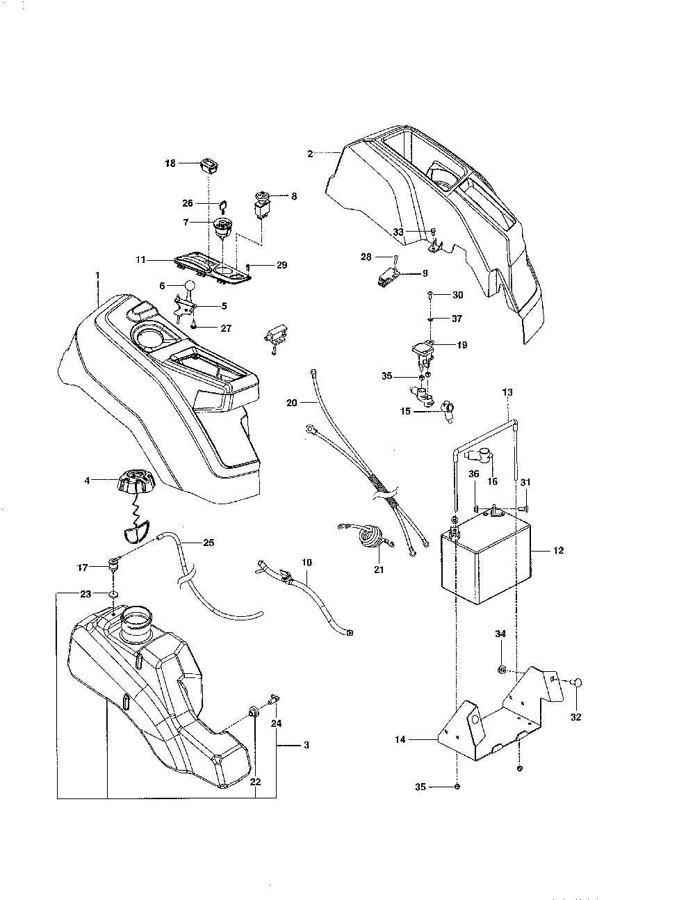 Ignition Diagram and Parts List for Z254-28982  Husqvarna Lawn Tractor