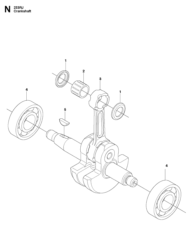 Crankshaft Diagram and Parts List for 233RJ 20090100001-20112700000 Husqvarna Brush Cutter