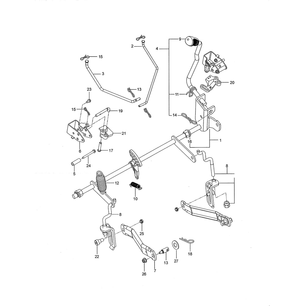 Brake/Lift Diagram and Parts List for 91750662  Husqvarna Lawn Tractor