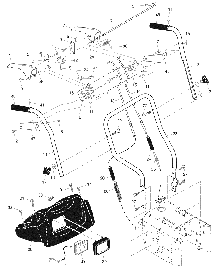 Handles Diagram and Parts List for 1330SBEXP (96193001903)(2007-11) Husqvarna Snow Blower