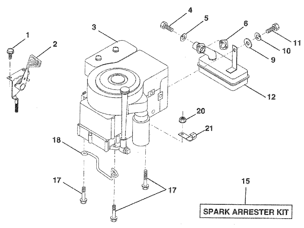 Engine / Throttle Diagram and Parts List for LR120 (954000582-C)(1993-01) Husqvarna Lawn Tractor