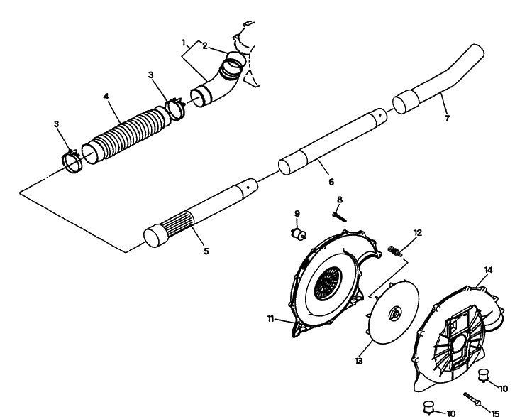 Tubes / Housing Diagram and Parts List for 155BF (Carb II)(2001-04) Husqvarna Leaf Blower / Vacuum
