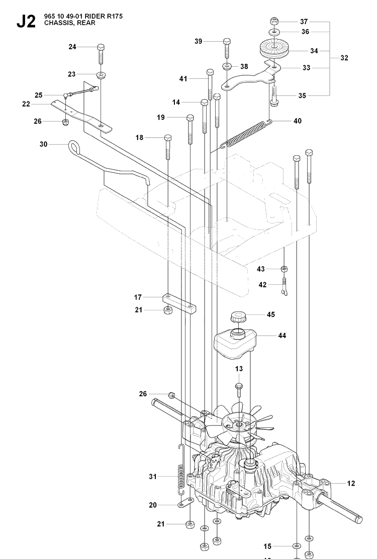 Transmission 4 Diagram and Parts List for RIDER175 (965104901)(2007-01) Husqvarna Lawn Mower