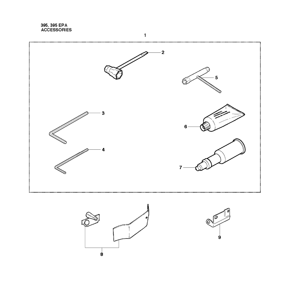 Accessories Diagram and Parts List for 395XP-XPG (EPA)(20102200001 - 20163899999) Husqvarna Chainsaw