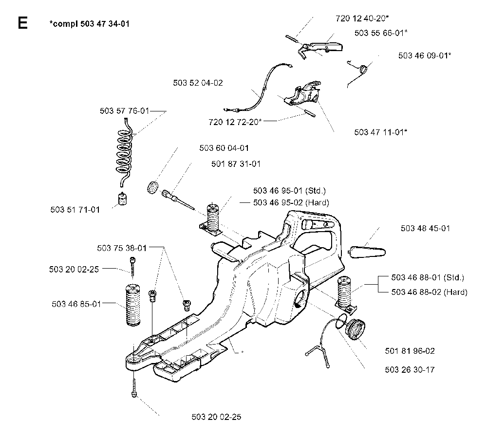 Fuel Tank Diagram and Parts List for 394XPEPA 19980900001 Husqvarna Chainsaw