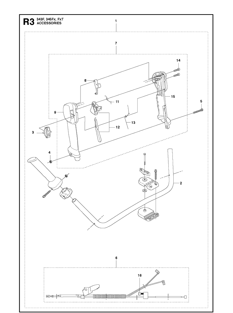 Accessories 5 Diagram and Parts List for 343FR  Husqvarna Brush Cutter