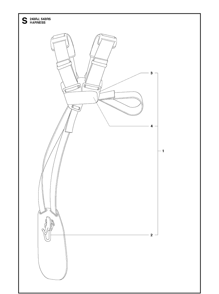 Harness Diagram and Parts List for 243R 20121000001-Current Husqvarna Brush Cutter