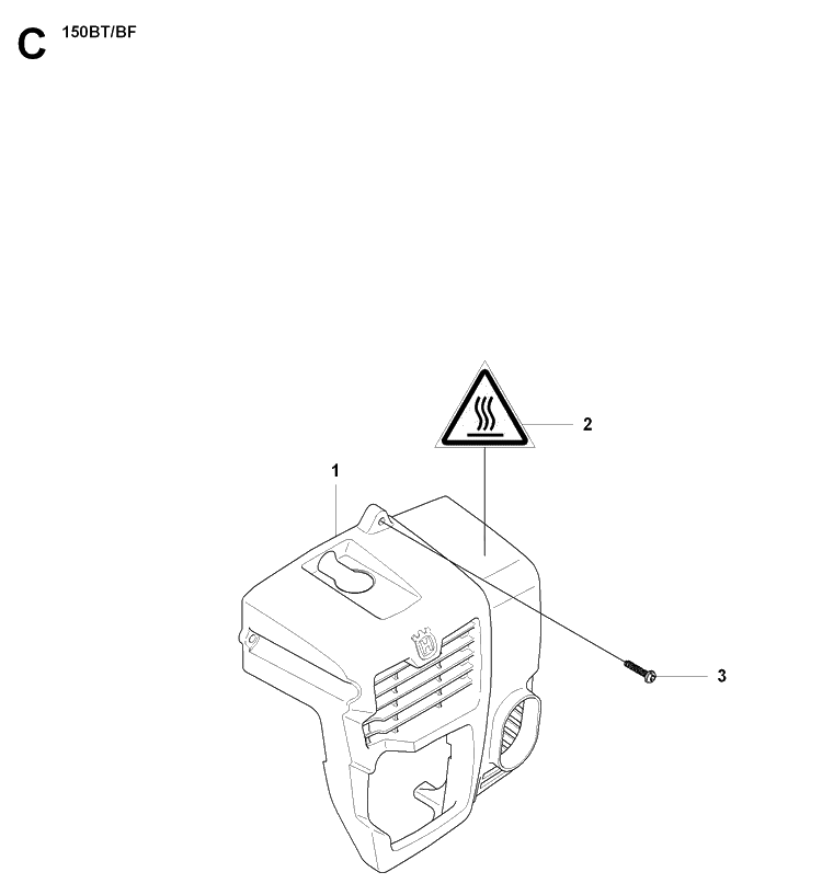 Cylinder Cover Diagram and Parts List for 150BF 20071800001-20084000000 Husqvarna Leaf Blower / Vacuum