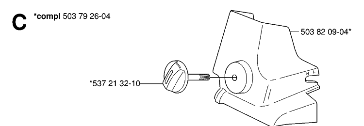 Filter Cover Diagram and Parts List for 334T 20063600001-Current Husqvarna Chainsaw