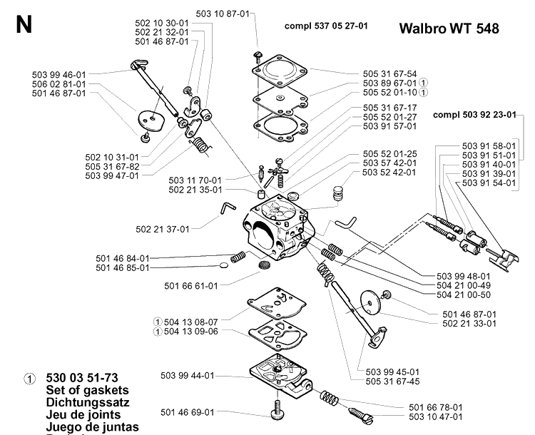 Carburetor Details Diagram and Parts List for 227RD 19993600001-20004000000 Husqvarna Brush Cutter