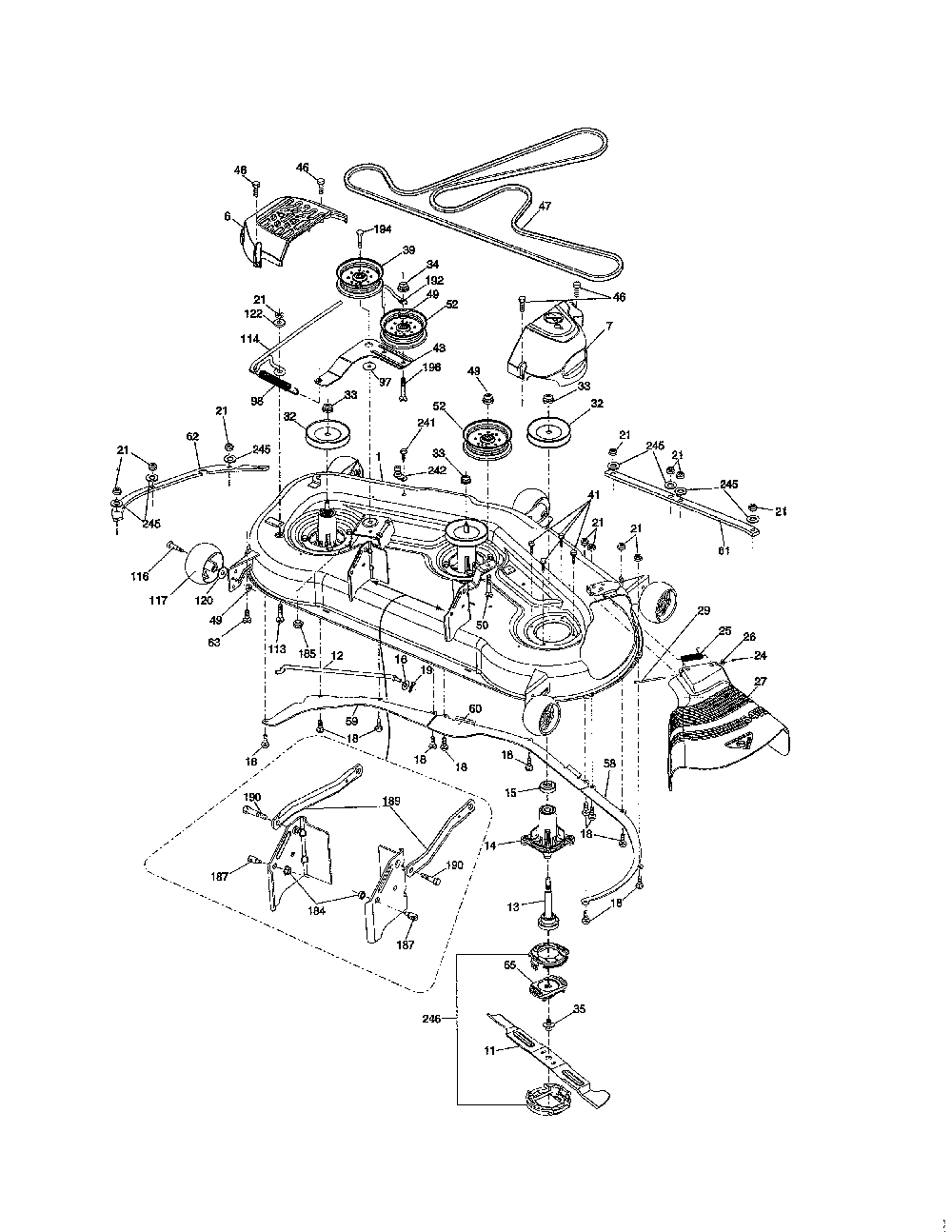 Mower deck Diagram and Parts List for GT54CS-502140  Husqvarna Lawn Tractor